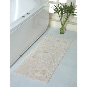 Bell Flower Collection 100% Cotton Tufted Bath Rugs, 21 in. x54 in. Runner, Ivory