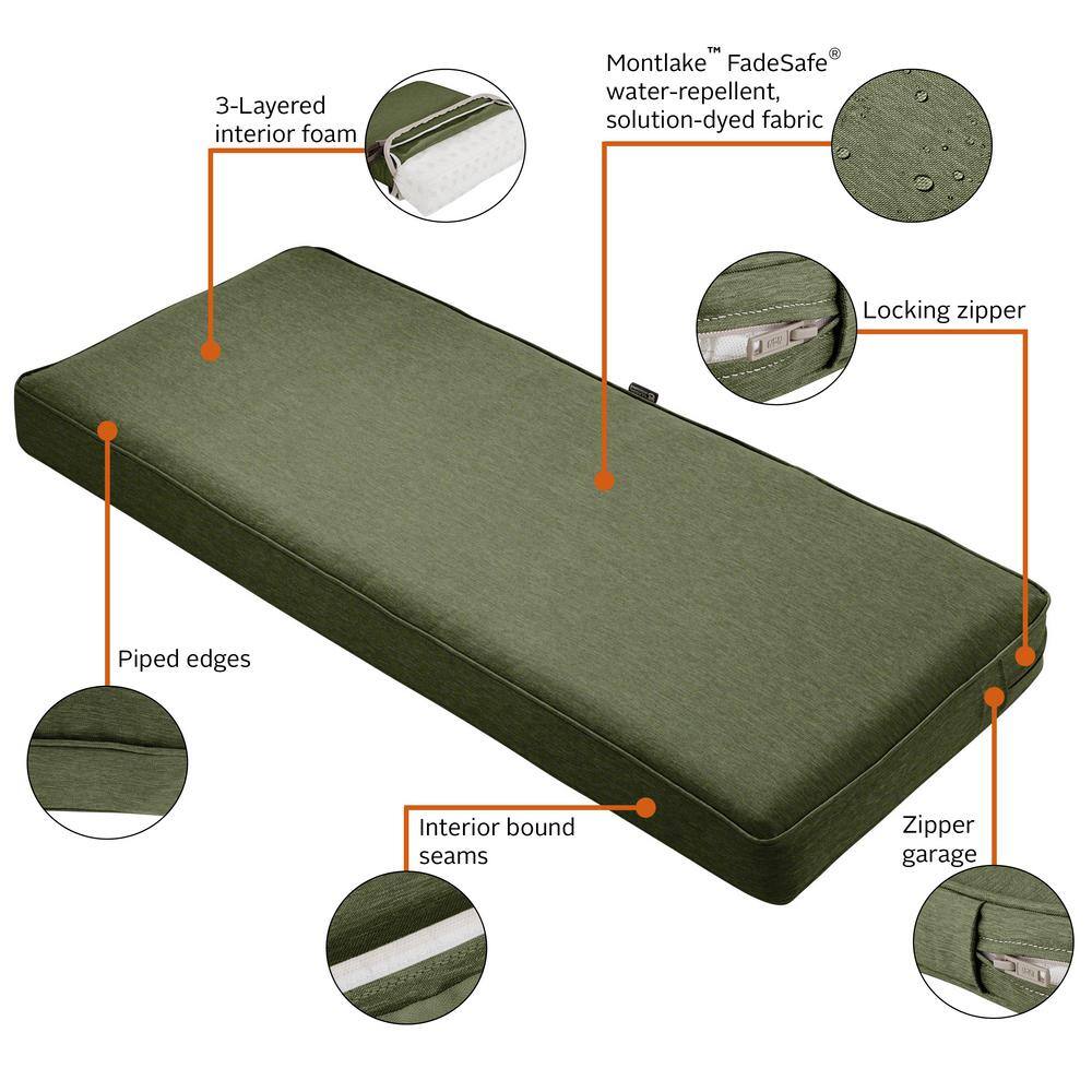 Heather Fern Green FadeSafe 54" Outdoor Bench Cushion
