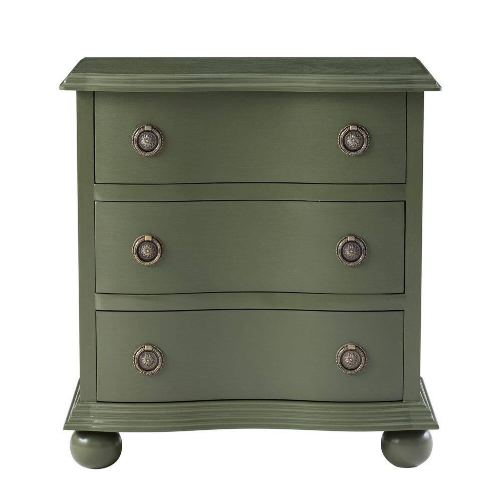 Farmhouse Green 3 Drawer 22.05 in. W Nightstand