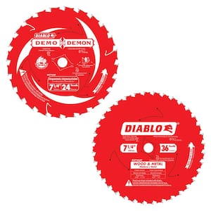 7-1/4 in. 24-Tooth Demo Demon Framing/Demolition and 7-1/4 in. x 36-Tooth Wood and Metal Circular Saw Blades (2-Blades)