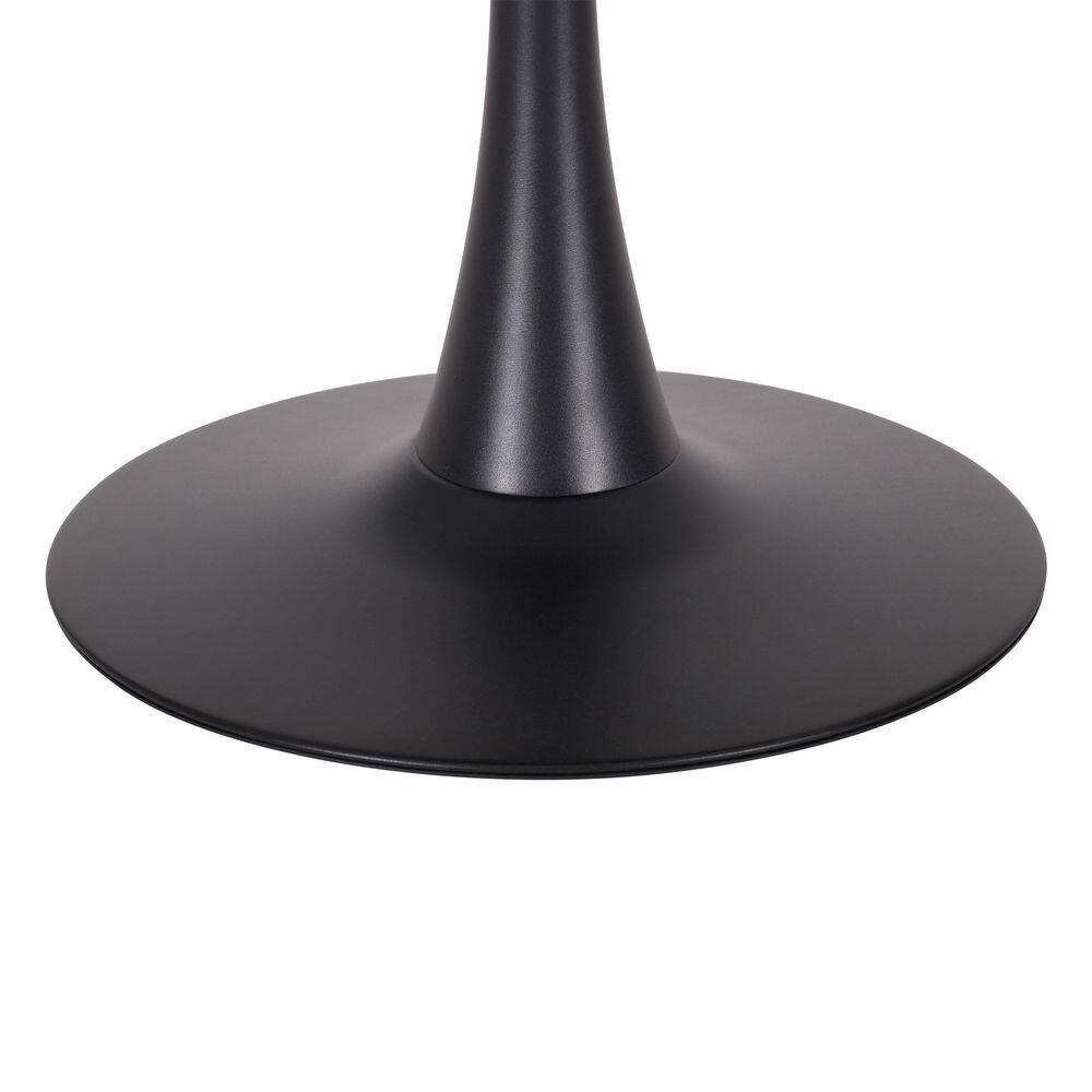 Contemporary Round Marble & Wood Bistro Dining Table
