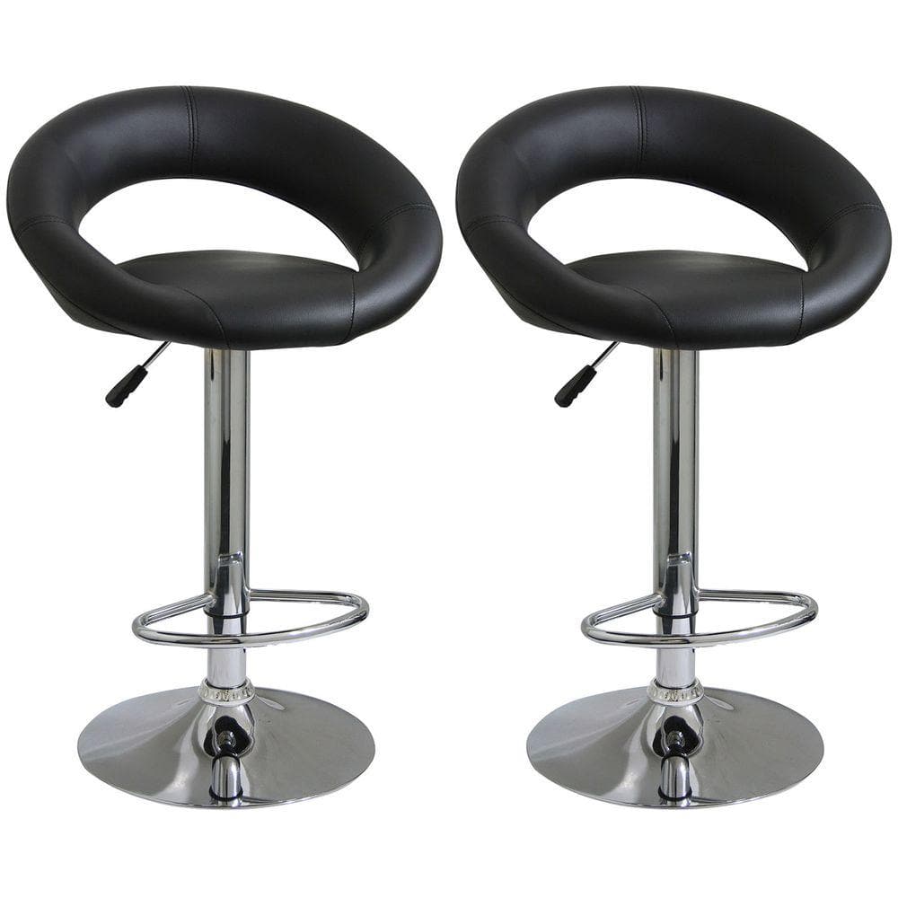 Amerihome Adjustable Height Black Swivel Cushioned Bar Stool Set Of 2 Bs1189set The Home Depot