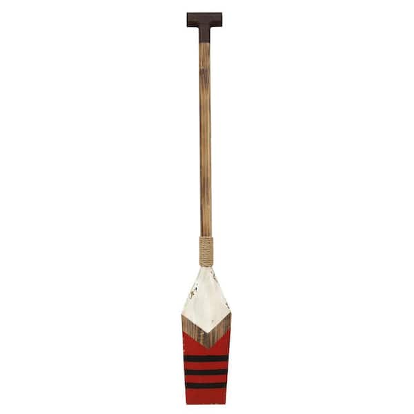 HomeRoots 6 in. x 42 in. Red Distressed Coastal Wood Oar Wall Art 1-Piece
