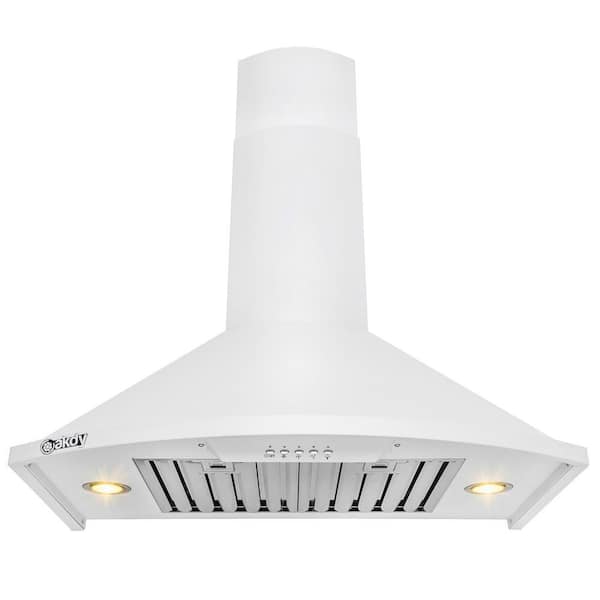 AKDY 30 in. Convertible Kitchen Wall Mount Range Hood with Lights in White Painted Stainless Steel