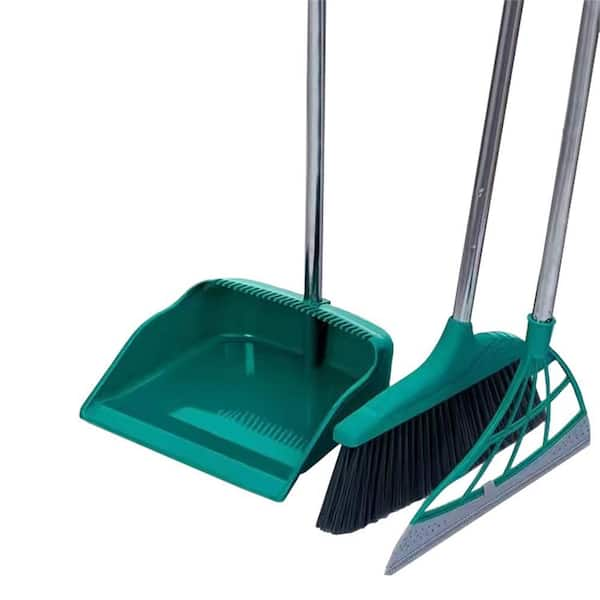 Wellco 32 in. Green Stand Up Folding Broom and Dustpan Set BDS20832G ...