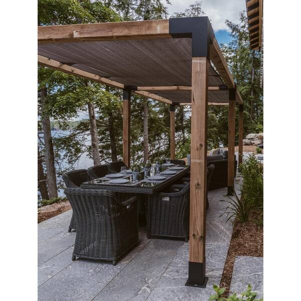 TOJA GRID 8 ft. x 18 ft. Double Pergola Kit with 2 Graphite