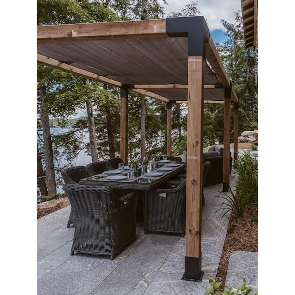 TOJA GRID 12 ft. x 18 ft. Double Pergola Kit with 2 Graphite Shade