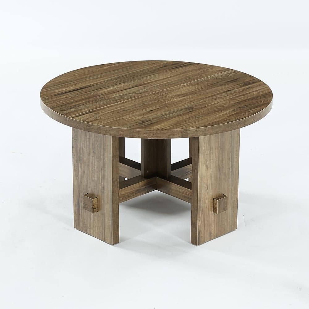 31.5 in. Brown Round MDF Coffee Table with Sturdy Base, Farmhouse Center Table for Living Room price history on PriceWatchPro