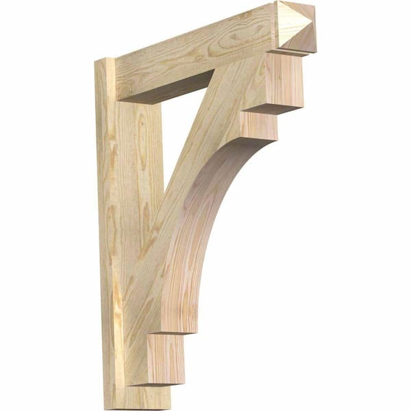 Ekena Millwork 6 in. x 32 in. x 28 in. Douglas Fir Merced Arts and Crafts Rough Sawn Outlooker