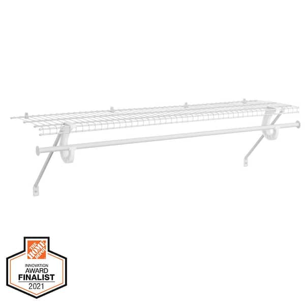 Everbilt 48 in. W to 48.82 in. W x 12 in. White Fixed Mount Kit with Closet Rod Adjustable Wire Closet System