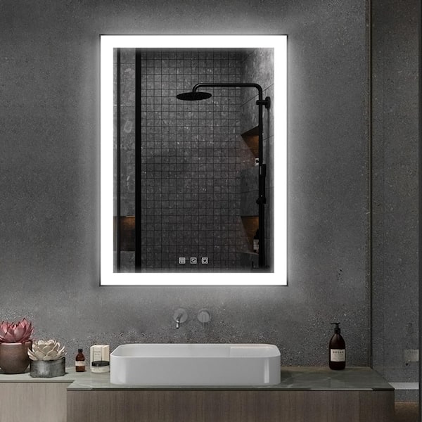 Unbranded 24 in. W x 32 in. H Rectangular Black Framed Anti-Fog Wall Bathroom Vanity Mirror with ETL Certification
