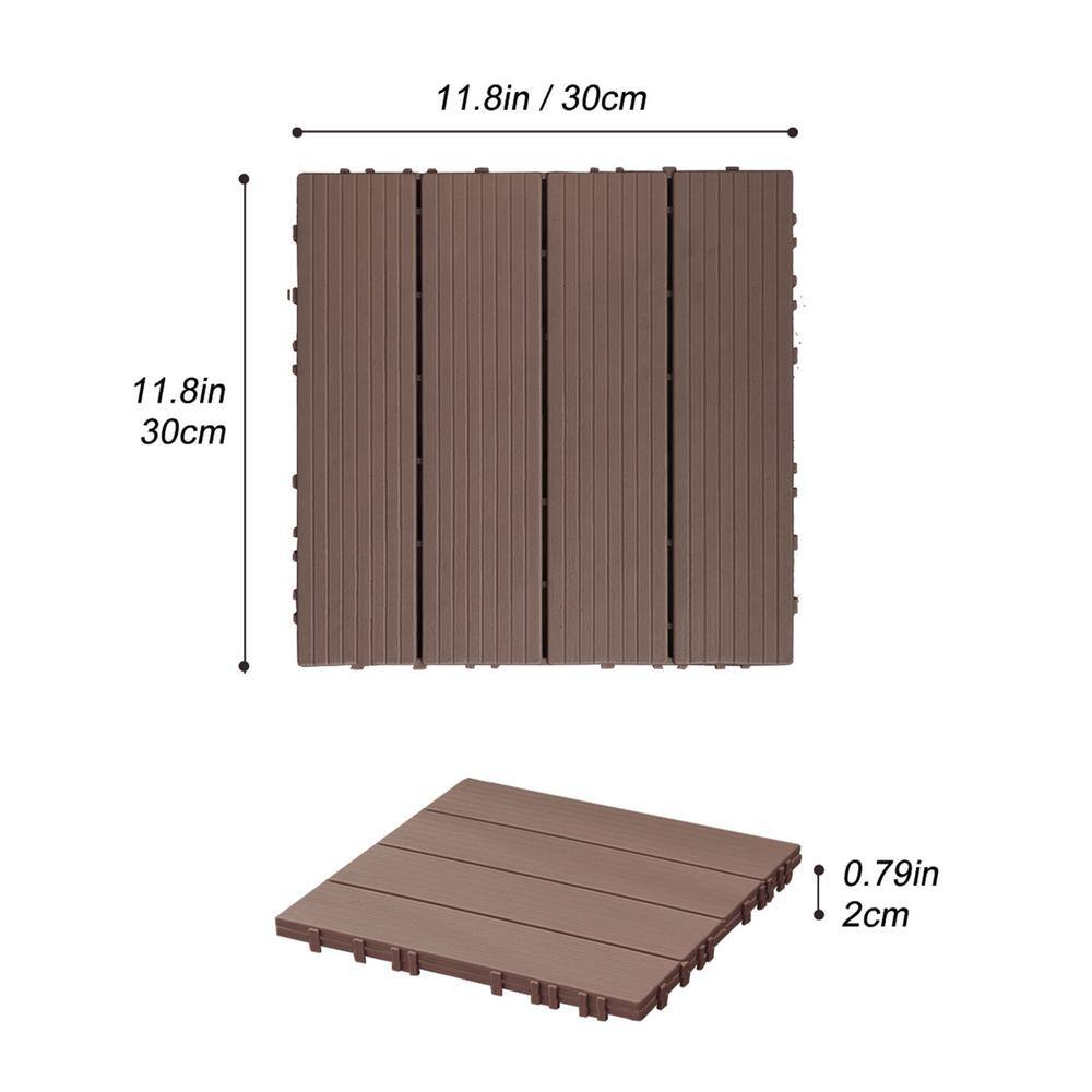12" x 12" Light Coffee Interlocking Plastic Composite Deck Tiles