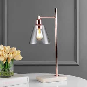 Lorena 22.25 in. Copper Modern Glam Metal/Marble LED Table Lamp