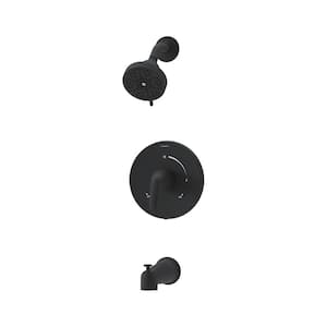 Elm Single Handle Wall Mounted Tub and Shower Trim Kit with Diverter Lever in Matte Black 1.5 GPM (Valve Not Included)