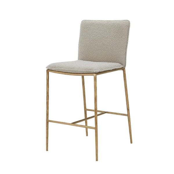 MR MODREST Atlanta Modern 26 in. Beige Metal Counter Stool with Fabric Seat