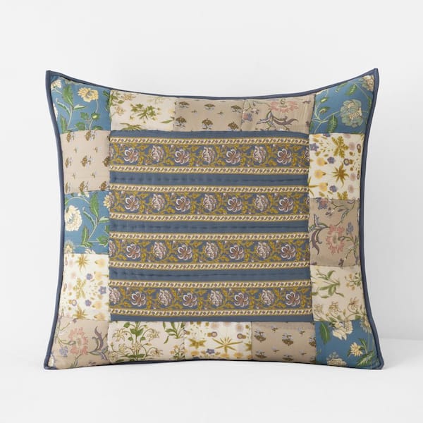 The Company Store Company Cotton Dorothea Blue Multi Patchwork Euro Cotton Sham