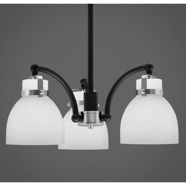 Unbranded Decatur 3-Light Black and Nickel Cluster Chandelier for Dinning Table with 6 in. White Muslin Glass No Bulbs Included