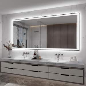 84 in. W x 40 in. H Large Rectangular Frameless Double LED Lights Anti-Fog Wall Bathroom Vanity Mirror in Tempered Glass