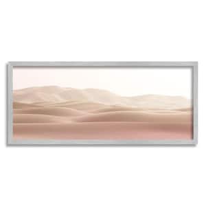 ''Pink Sunburnt Sandy Dessert Distant Hills Landscape'' by Kim Allen Framed Nature Wall Art Print 13 in. x 30 in.