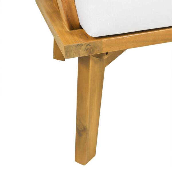 Cream White 2-Piece Wood Patio Club Chair Set with Cream Cushions​