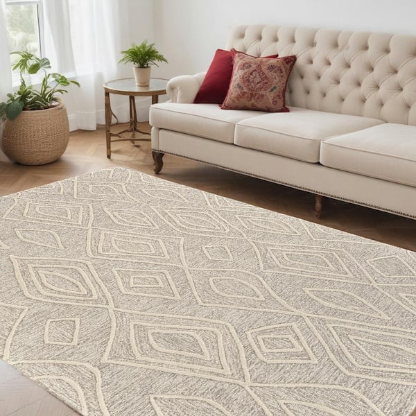 ★RANGEMATE EVERY　COLOR : CREAM nuLOOM Meline Checkered Fringe Beige 2 ft. 8 in. x 7 ft. 10