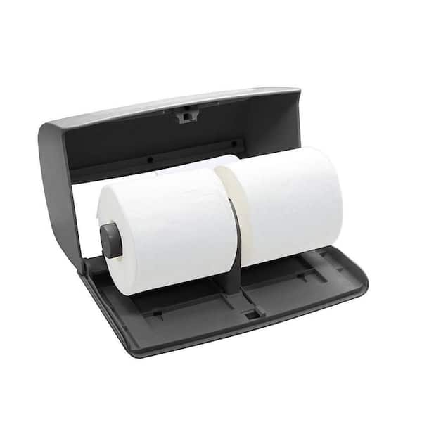 Double toilet paper roll holder for portable toilets.Grey plastic holder