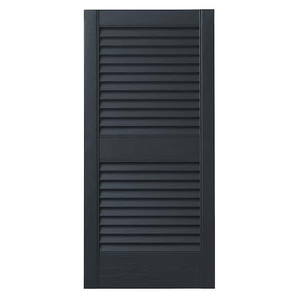 Ply Gem 15 in. x 43 in. Open Louvered Polypropylene Shutters Pair in Dark Spruce