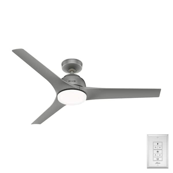 Hunter Gallegos 52 in. Integrated LED Indoor/Outdoor Matte Silver Ceiling Fan with Wall Control Included