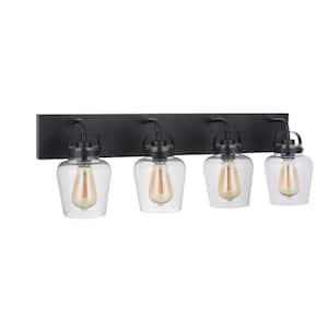 Trystan 30 in. 4-Light Flat Black Finish Vanity Light with Clear Glass