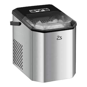 11.58 in. 26lb. Portable Ice Maker in Silver with Handle and Ice Scoop