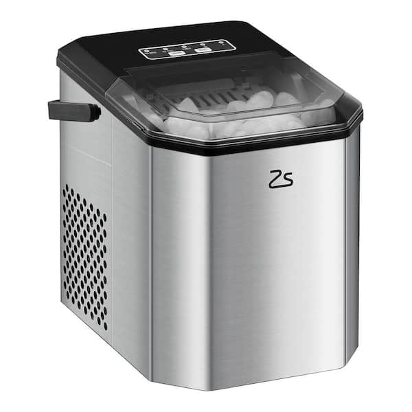 Garvee 11.58 in. 26lb. Portable Ice Maker in Silver with Handle and Ice Scoop
