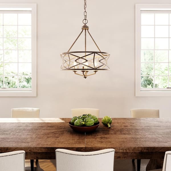 Paisley transitional dimmable indoor medium 4-light chandelier in