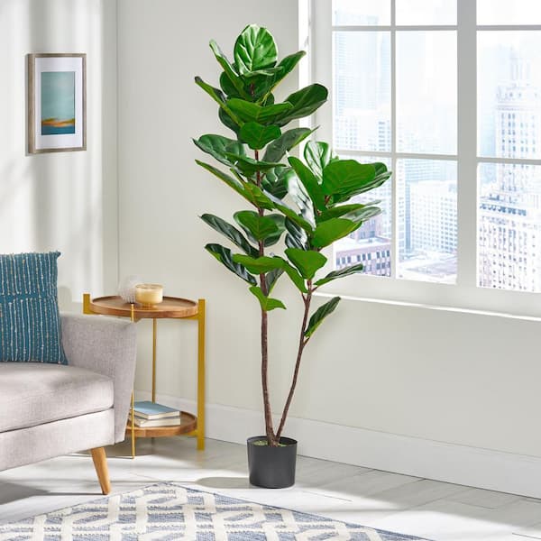 Noble House Sherard 5 ft. Green x 2.5 ft. Green Artificial Fiddle-Leaf Fig Tree