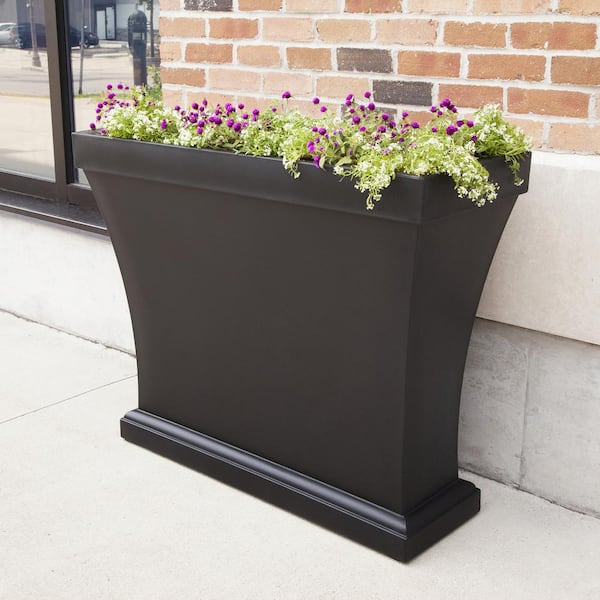 Bordeaux 40 in. Black Polyethylene Trough Planter