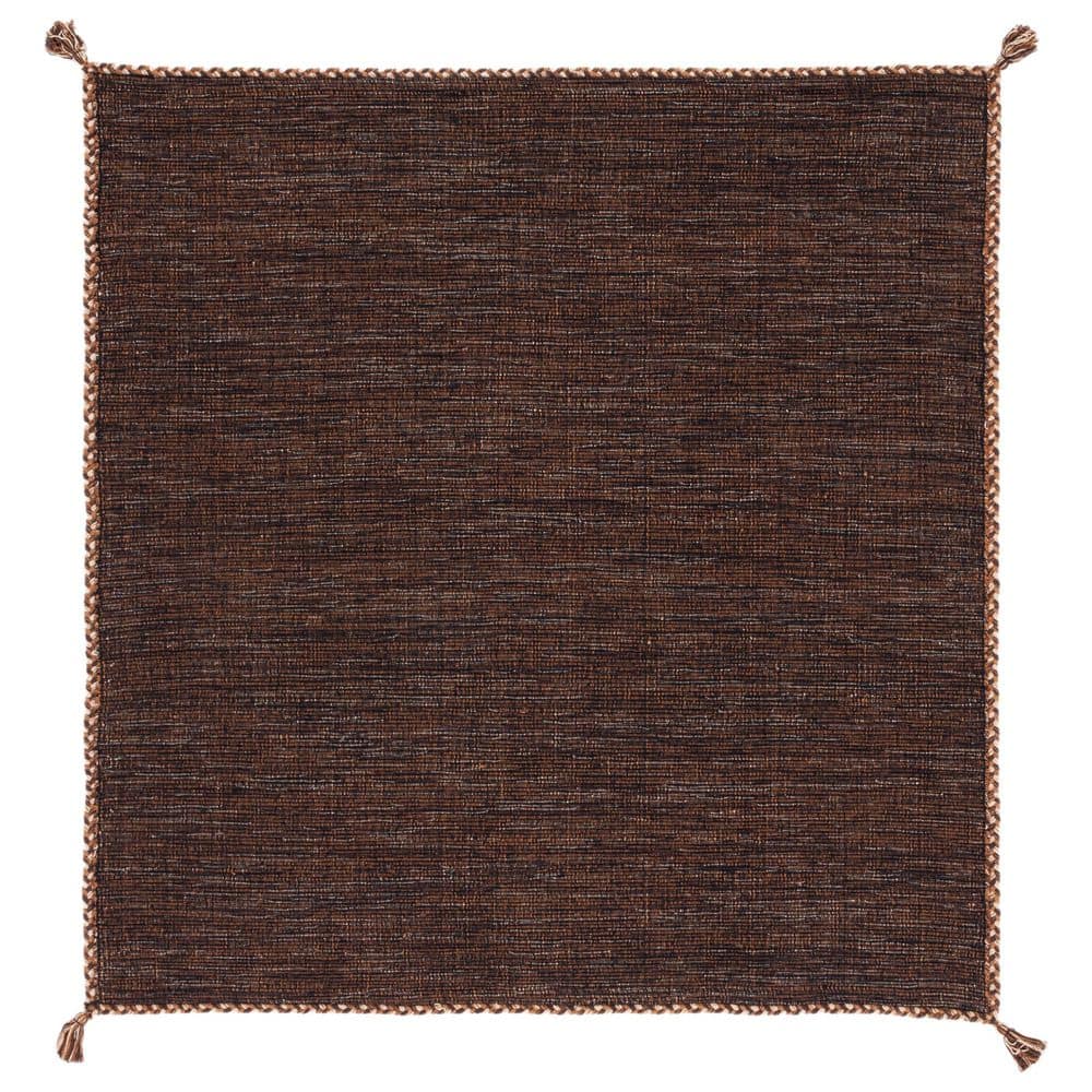 Coastal Charm Black and Off-White Cotton Square Area Rug