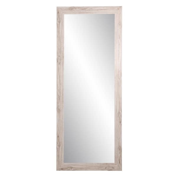 BrandtWorks 25.5 in. W x 70.5 in. H Cream Farmhouse Grain Wall Mirror
