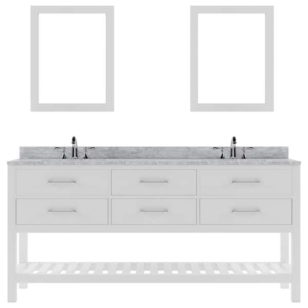 Virtu USA Caroline Estate 72 in. W x 22 in. D x 34 in. H Double Sink Bath Vanity in White with Marble Top and Mirror