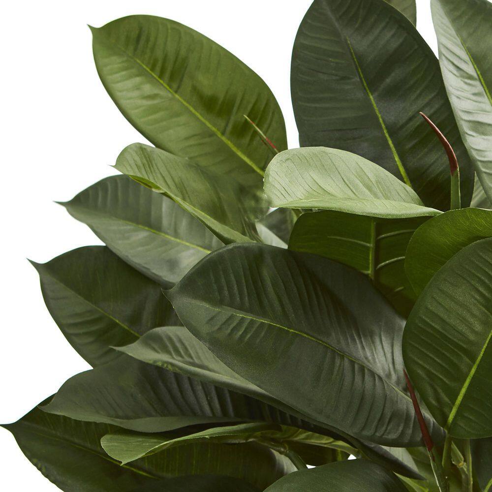 23" Dark Green Silk Oak Ficus Plant in Black Pot
