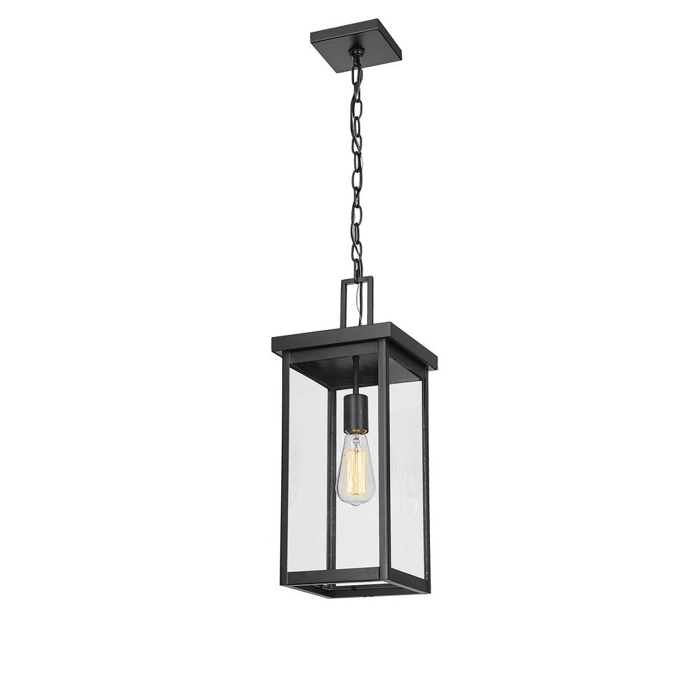 Barkeley 20" Black Powder Coated Outdoor Hanging Lantern with Clear Glass