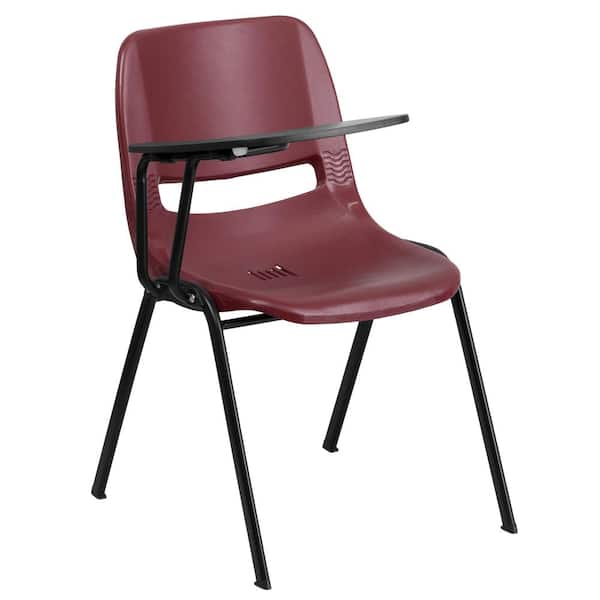 Flash Furniture Burgundy Ergonomic Shell Chair with Right Handed Flip-Up Tablet Arm