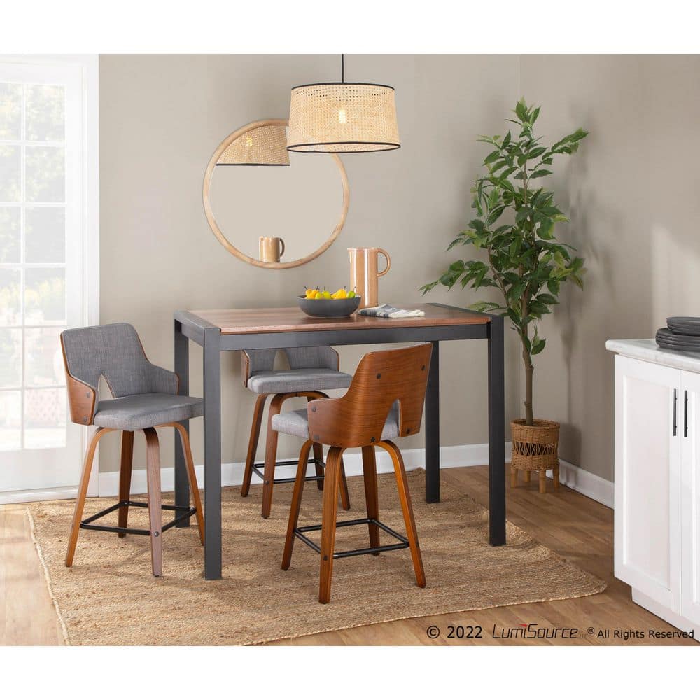 Stella Walnut and Gray Swivel Counter Stools, Set of 2