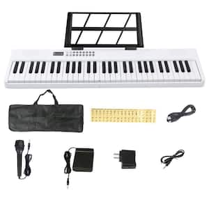 61 Keys Foldable Electronic Piano Keyboard With Micro Audio Sustain Pedal White