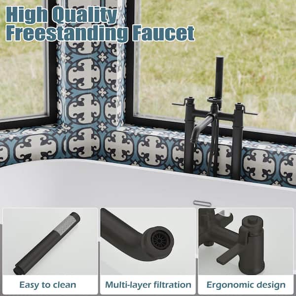 Single Handle Freestanding Tub Faucet with Hand Shower in Matte Black