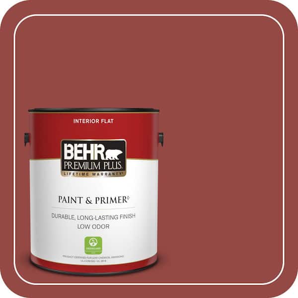 BEHR PREMIUM PLUS 1 gal. Home Decorators Collection #HDC-FL14-4 Cranberry Zing Flat Low Odor Interior Paint & Primer