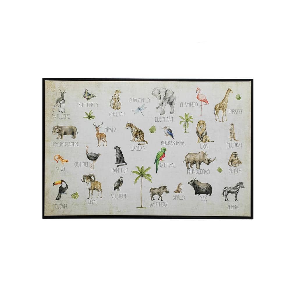 Jungle Animals Alphabet Framed Animal Art Print 24 in. x 36 in.