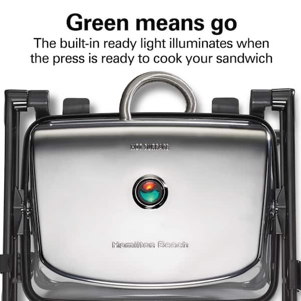 Hamilton Beach 1400-Watt Silver Panini Press with Non-Stick