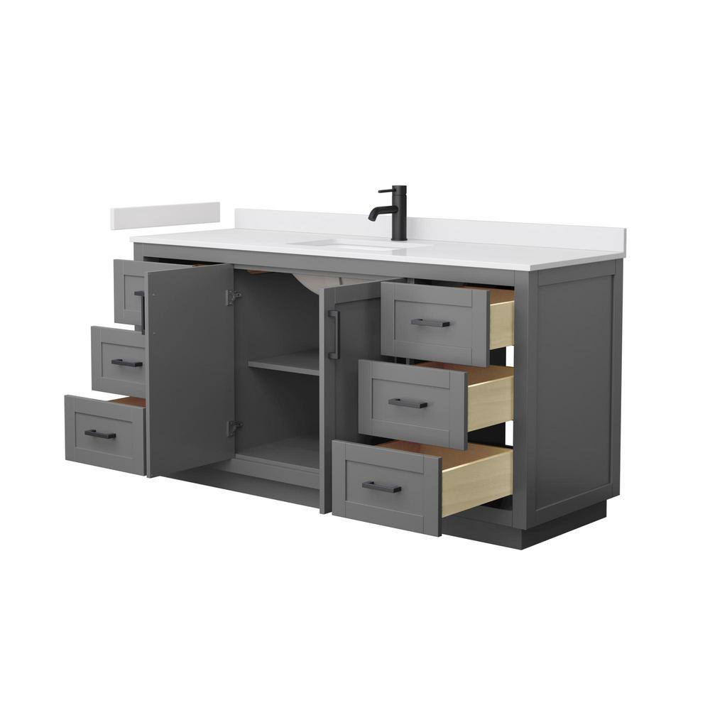 Miranda 66'' Dark Gray Single Bathroom Vanity with Marble Top