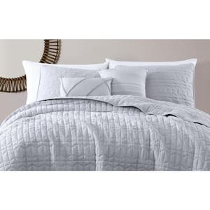 Kori Soft-Washed 4-Piece Light Grey Twin Quilt Set