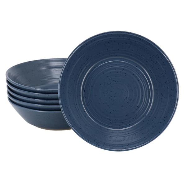 BEE & WILLOW Millbrook 6-Piece 24 Oz. 8 in. Stoneware Bowl Set in Speckled Blue