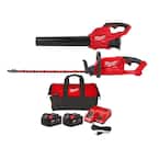 M18 FUEL 18V Brushless Cordless Handheld Blower w/Two 5.0Ah Batteries, Charger, Contractor Bag & M18 FUEL Hedge Trimmer